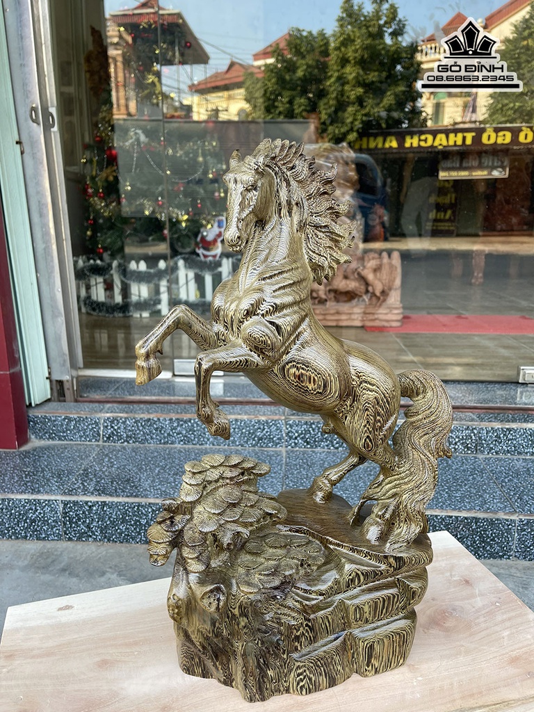 Tương Ngựa Phong Thủy (Nhất Mã) Gỗ Mun Hoa Cao 60 Ngang 32 Sâu 10 (cm) 6