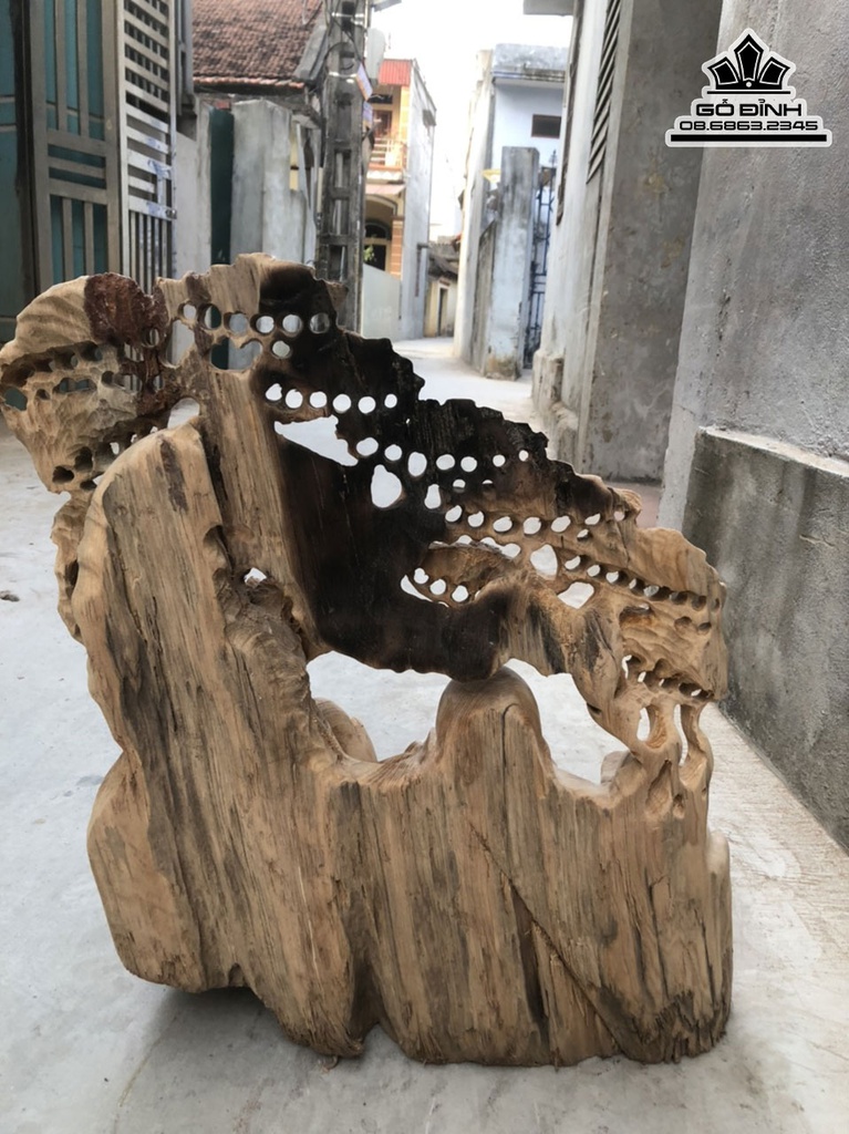 Tượng Phật Di Lặc Ngồi Gốc Tùng Gỗ Ngọc Am Cao 57 Ngang 44 Sâu 17 (cm) 1