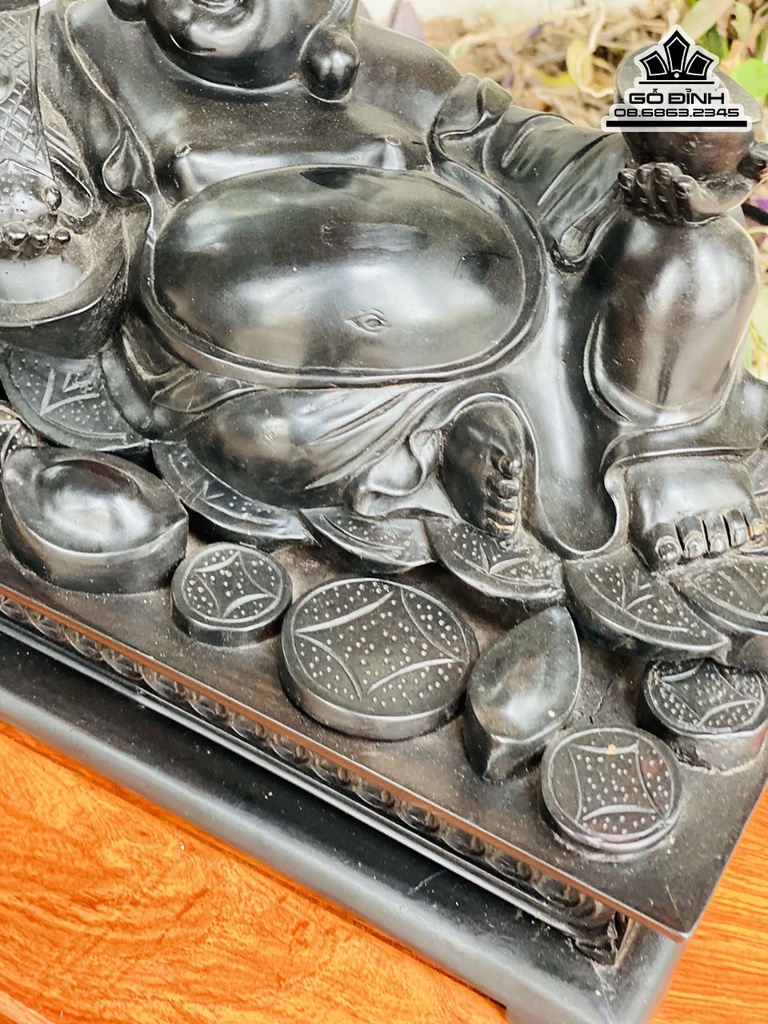 Tượng Phật Di Lặc Gỗ Mun Sừng Cao 16 Ngang 32 Sâu 15 (cm) 1