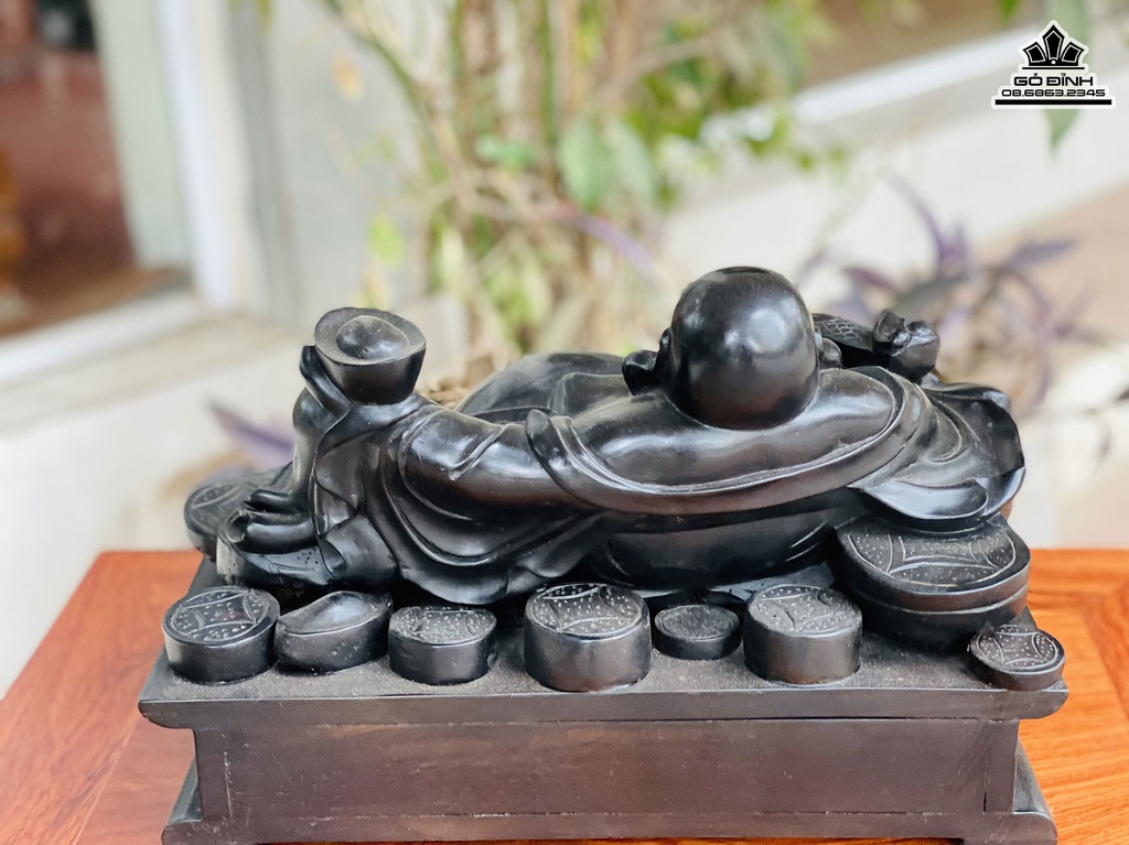 Tượng Phật Di Lặc Gỗ Mun Sừng Cao 16 Ngang 32 Sâu 15 (cm) 2