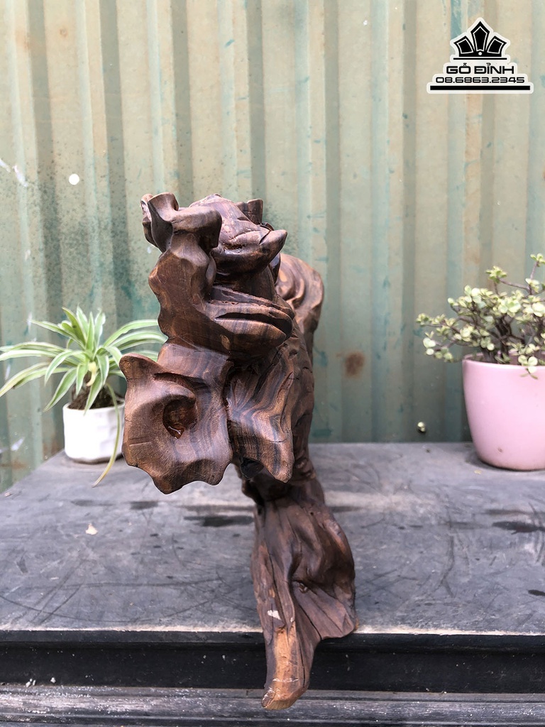 Tương Phật Di Lặc Cưỡi Cá Chép Gỗ Bách Xanh Cao 28 Ngang 59 Sâu 10 (cm) 2