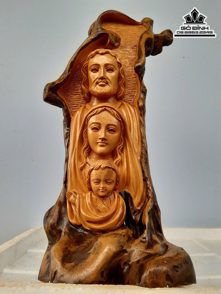 Tượng Gia Đình Thánh Gia Gỗ Trai Cao 55 Ngan 24 Sâu 13 (cm) 0