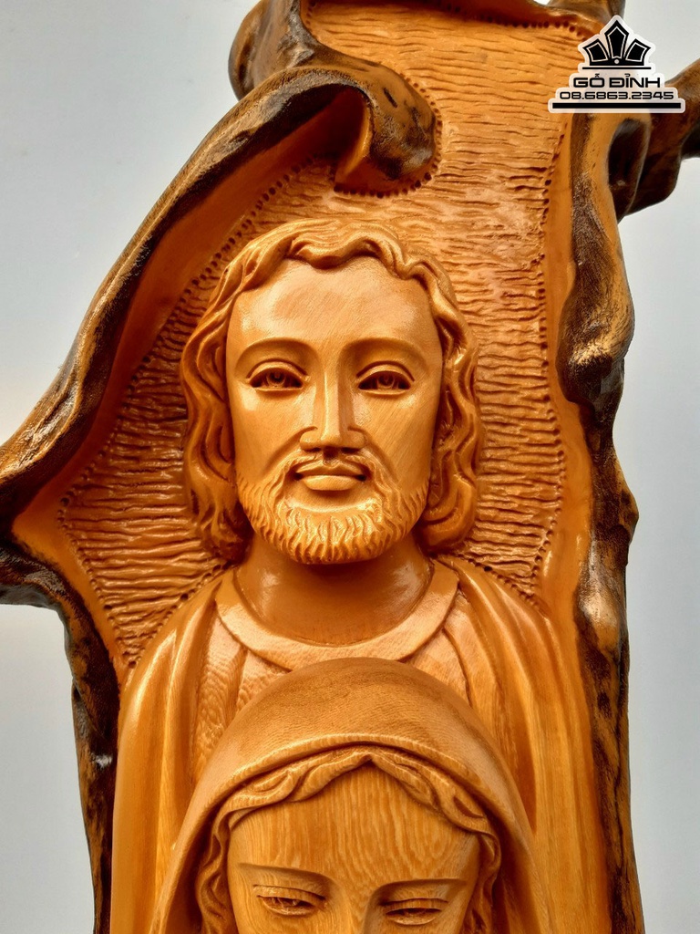 Tượng Gia Đình Thánh Gia Gỗ Trai Cao 55 Ngan 24 Sâu 13 (cm) 2