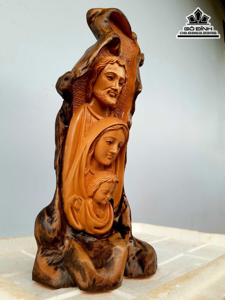 Tượng Gia Đình Thánh Gia Gỗ Trai Cao 55 Ngan 24 Sâu 13 (cm) 3