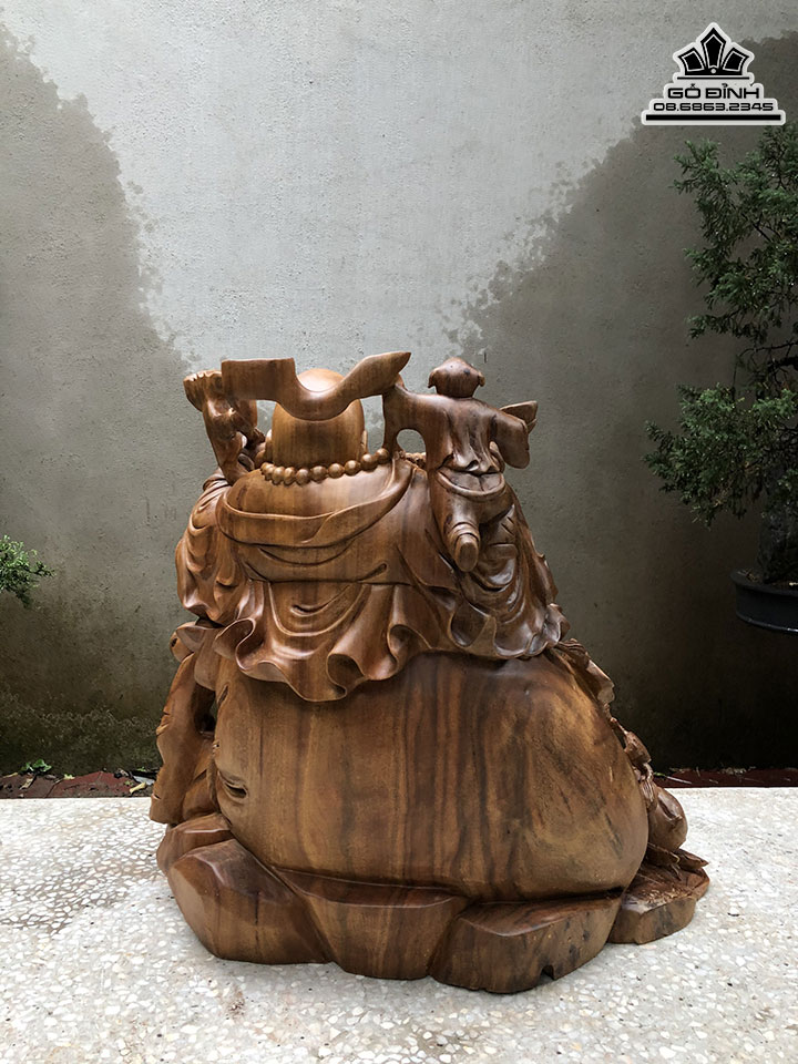 Tượng Phật Di Lặc Gỗ Xá Xị Cao 50 Ngang 52 Sâu 35 (cm) 3