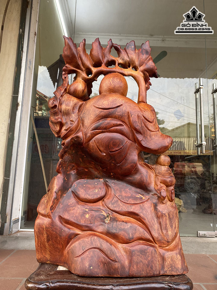 Tượng Cụ Thọ Tiên Gỗ Hương Ôm Đá Cao 62 Ngang 36 Sâu 38 (cm) 4