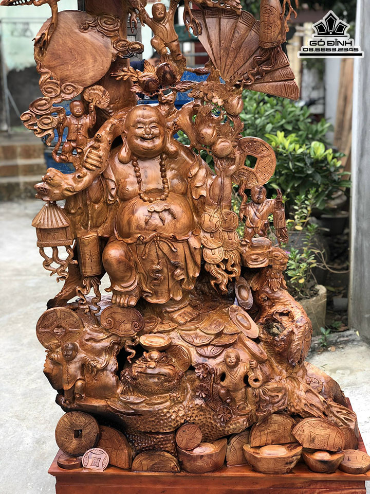 Tượng Phật Di Lặc Gỗ Hương Cao Cả Kỷ 208 Ngang 108 Sâu 55 (cm) 0