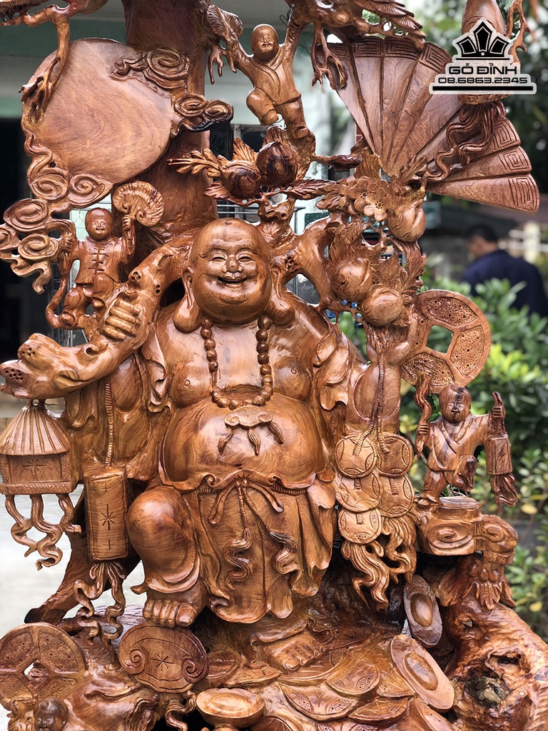 Tượng Phật Di Lặc Gỗ Hương Cao Cả Kỷ 208 Ngang 108 Sâu 55 (cm) 2