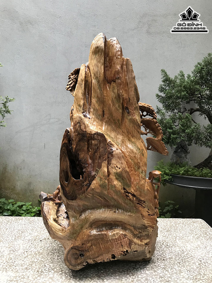 Tượng Phật Di Lặc Gỗ Bách Xanh Cao 85 Ngang 50 Sâu 46(cm) 3