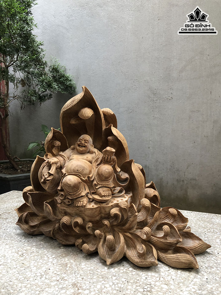 Tượng Phật Di Lặc Gỗ Ngọc Am Cao 46 Ngang 60 Sâu 26 (cm) 0