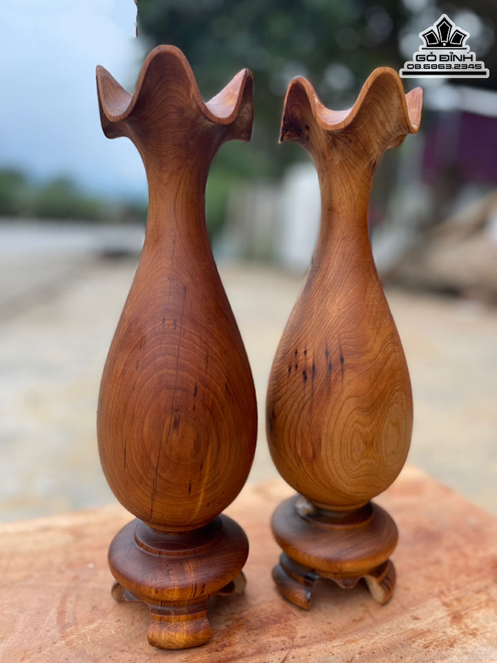 Cặp Bình Tỳ Bà Gỗ Ngọc Am Cao 30 Đường Kính 8.5 (cm) 2