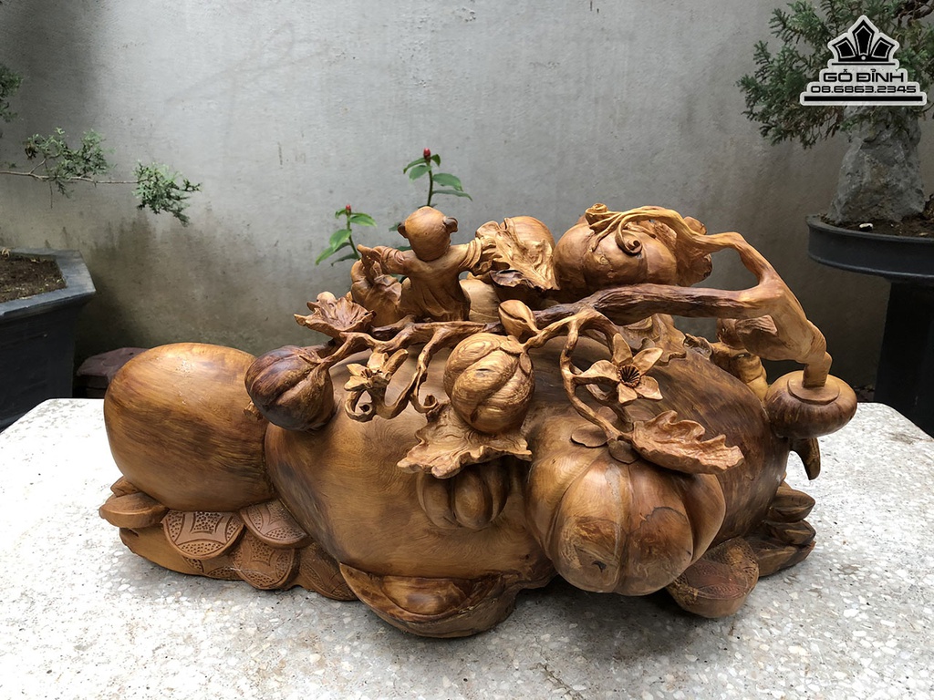 Tượng Phật Di Lặc Gỗ Bách Xanh Cao 65 Ngang 67 Sâu 46 (cm) 1