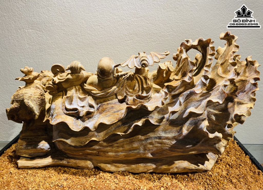 Tượng Phật Di Lặc Ngũ Phúc Gỗ Hoàng Đàn Cao 52 Ngang 66 Sâu 39 (cm) 0