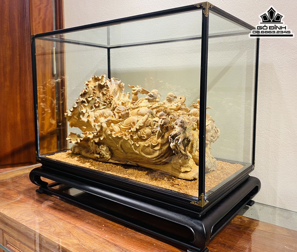 Tượng Phật Di Lặc Ngũ Phúc Gỗ Hoàng Đàn Cao 52 Ngang 66 Sâu 39 (cm) 2