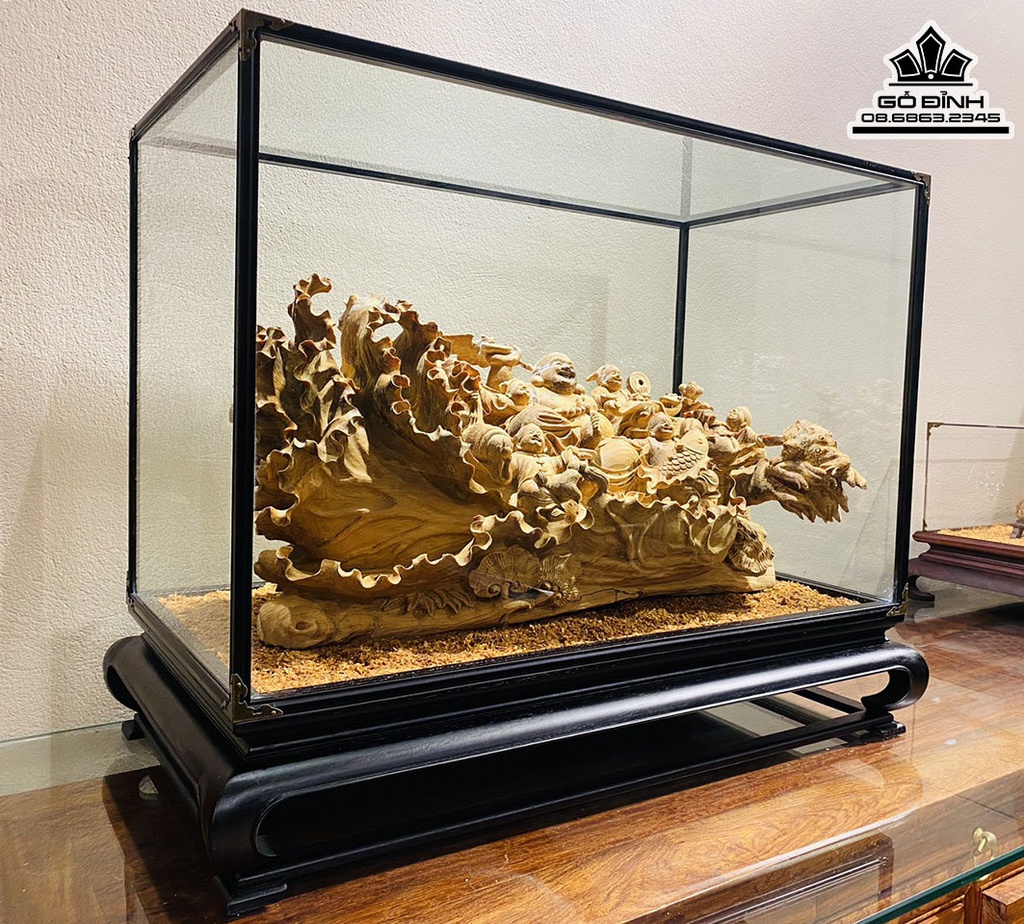 Tượng Phật Di Lặc Ngũ Phúc Gỗ Hoàng Đàn Cao 52 Ngang 66 Sâu 39 (cm) 4