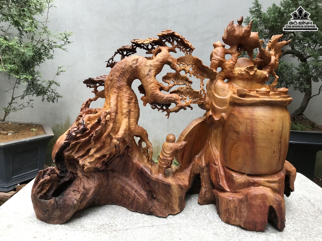 Tượng Phật Di Lặc Gỗ Hương  Cao 64 Ngang 84 Sâu 40 (cm) 3