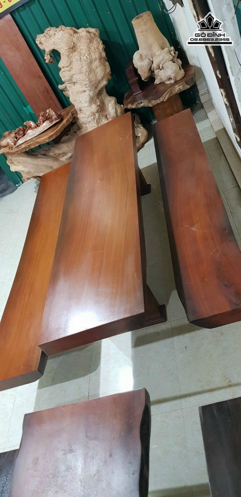 Bộ Bàn Ghế K3 Gỗ Sao Xanh Bàn Dài 252 Rộng 61 Dày 10 Ghế Dài 252 Rộng 40 Dày 10 (cm) 0