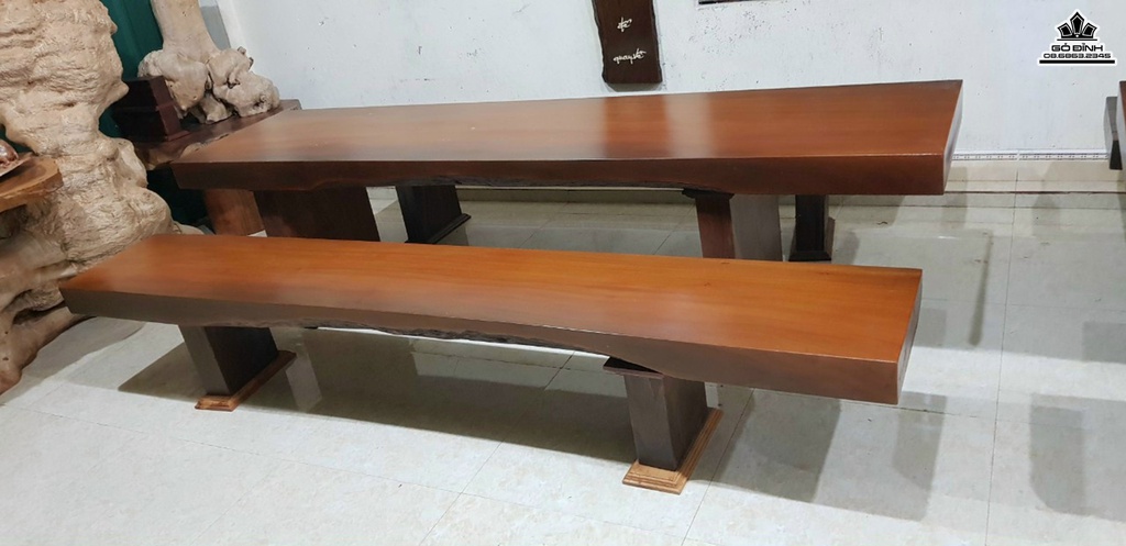 Bộ Bàn Ghế K3 Gỗ Sao Xanh Bàn Dài 252 Rộng 61 Dày 10 Ghế Dài 252 Rộng 40 Dày 10 (cm) 1