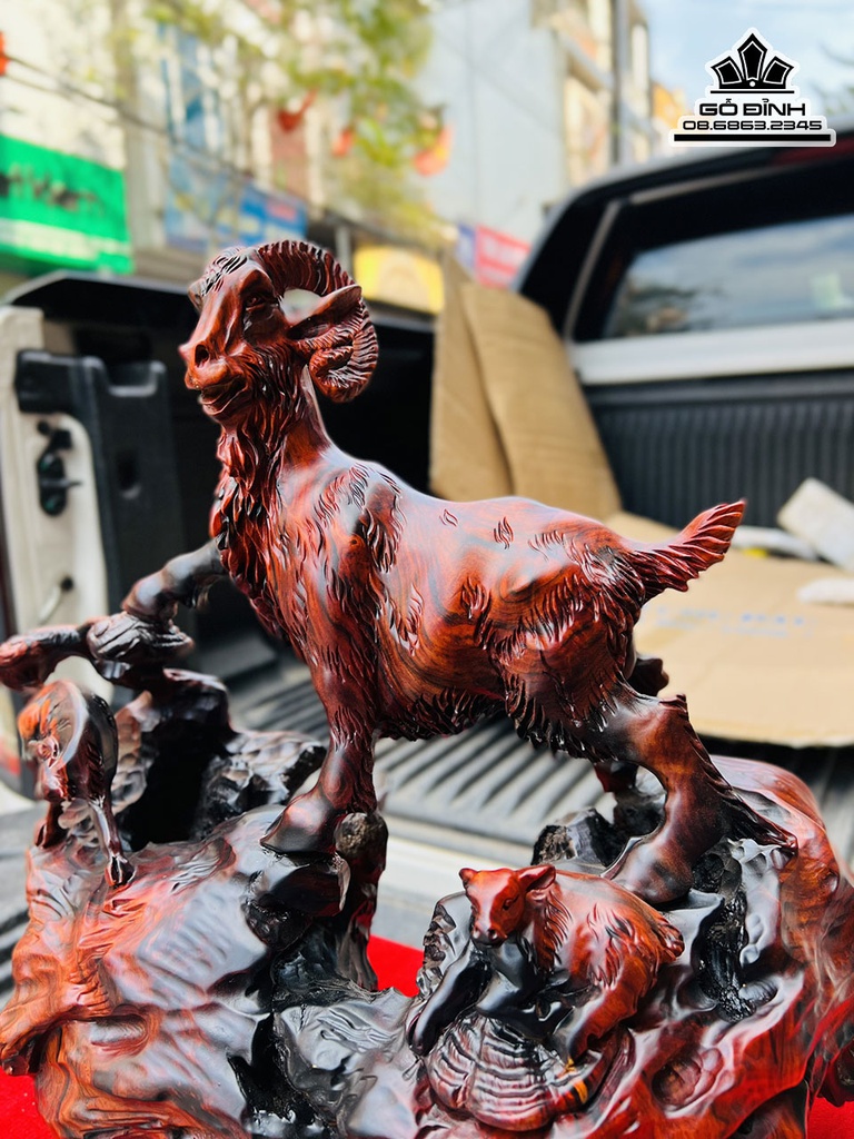 Tượng Dê Gỗ Trắc Cao 44 Ngang 37 Sâu 22 (cm) 6