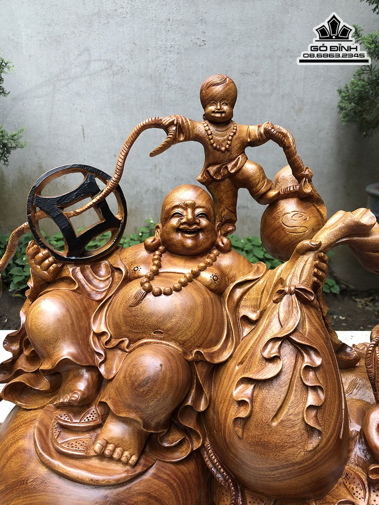 Tượng Phật Di Lặc Gỗ Xá Xị (Gù Hương) Cao 46 Ngang 75 Sâu 33 (cm) 1