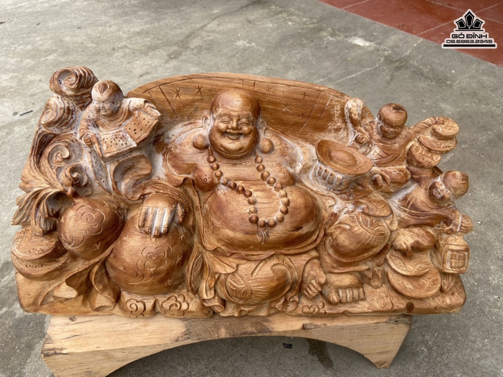 Tượng Phật Di Lặc Gỗ Ngọc Am Cao 26 Ngang 62 Sâu 21 (cm) 1