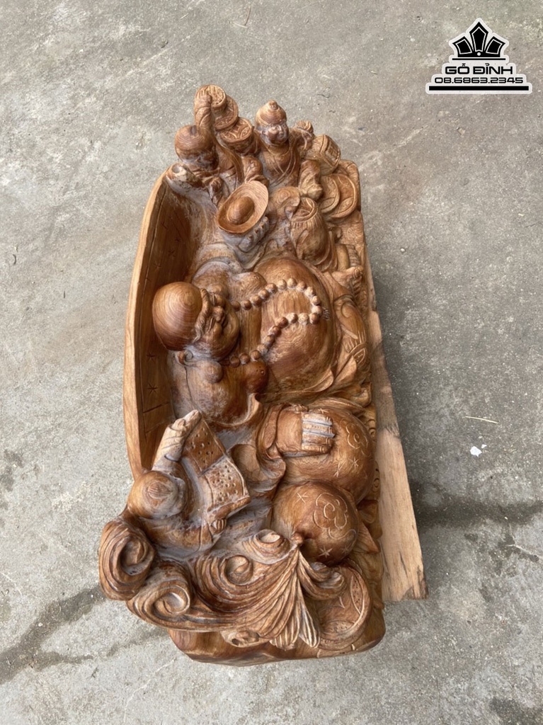 Tượng Phật Di Lặc Gỗ Ngọc Am Cao 26 Ngang 62 Sâu 21 (cm) 3