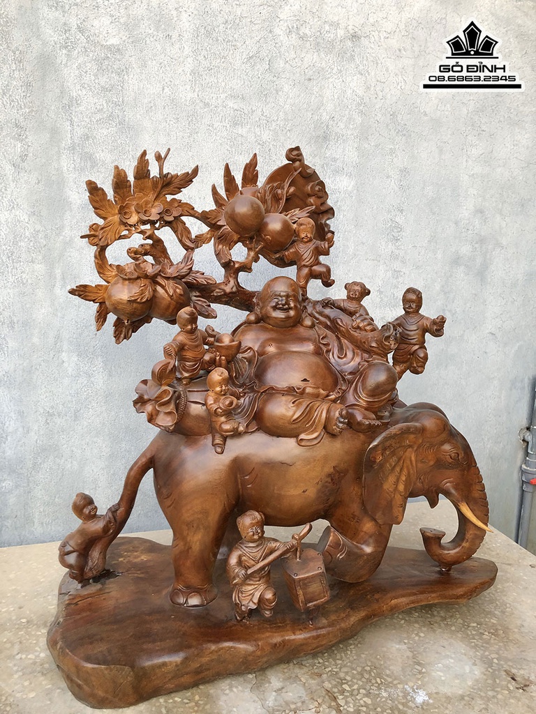 Tượng Phật Di Lặc Gỗ Xá  Xị (Gù Hương) Cao 83 Ngang 78 Sâu 35 (cm) 0