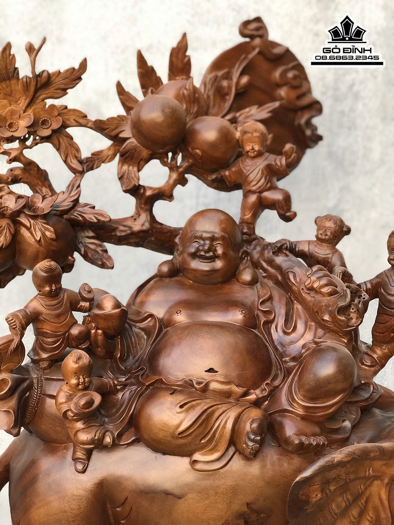 Tượng Phật Di Lặc Gỗ Xá  Xị (Gù Hương) Cao 83 Ngang 78 Sâu 35 (cm) 1