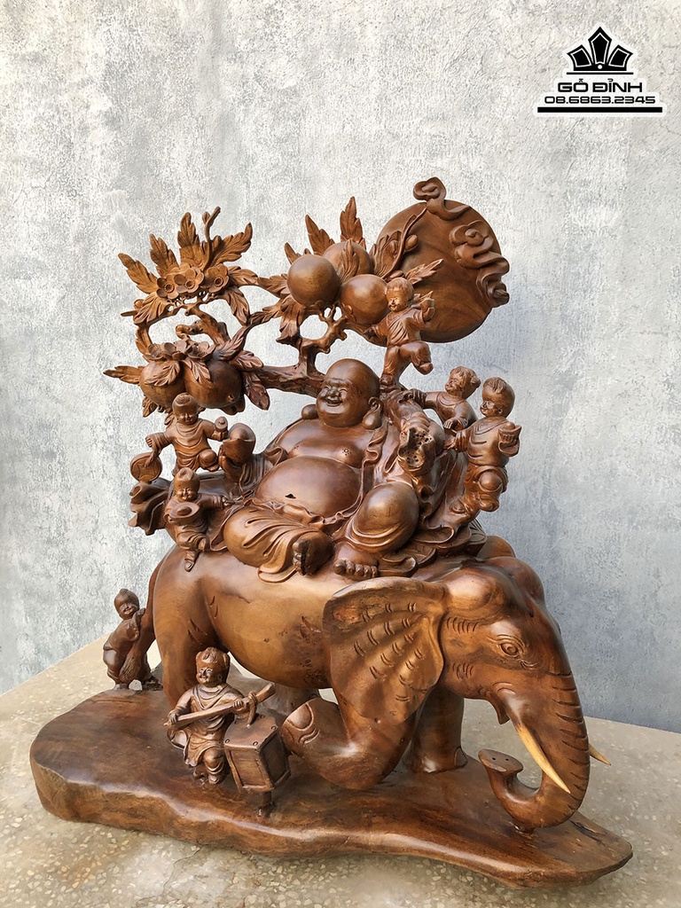 Tượng Phật Di Lặc Gỗ Xá  Xị (Gù Hương) Cao 83 Ngang 78 Sâu 35 (cm) 2