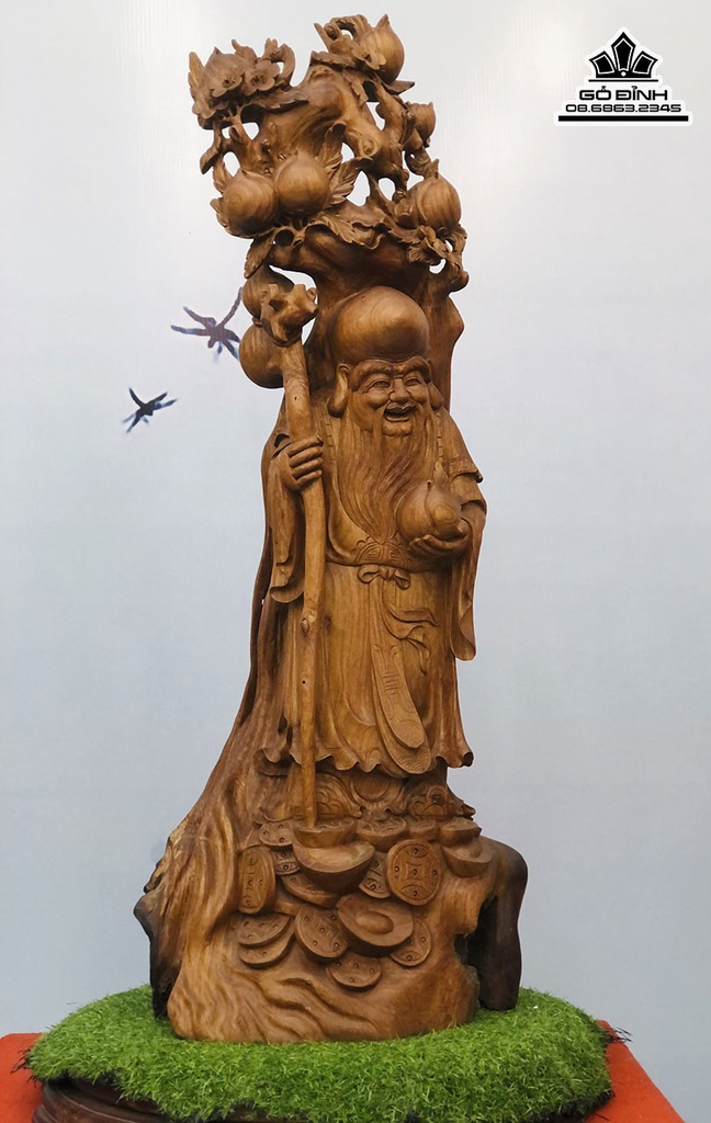 Tượng Ông Thọ Gỗ Hương Cao 123 Ngang 50 Sâu 34 (cm) 0