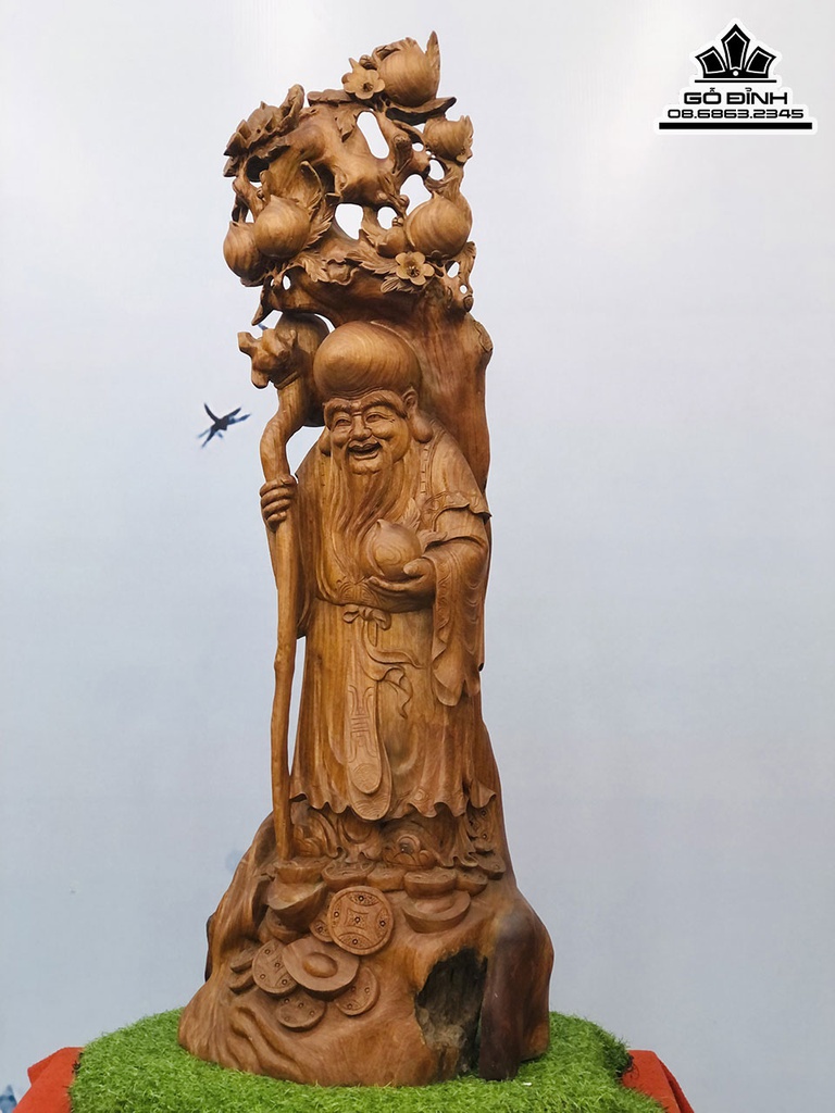 Tượng Ông Thọ Gỗ Hương Cao 123 Ngang 50 Sâu 34 (cm) 1