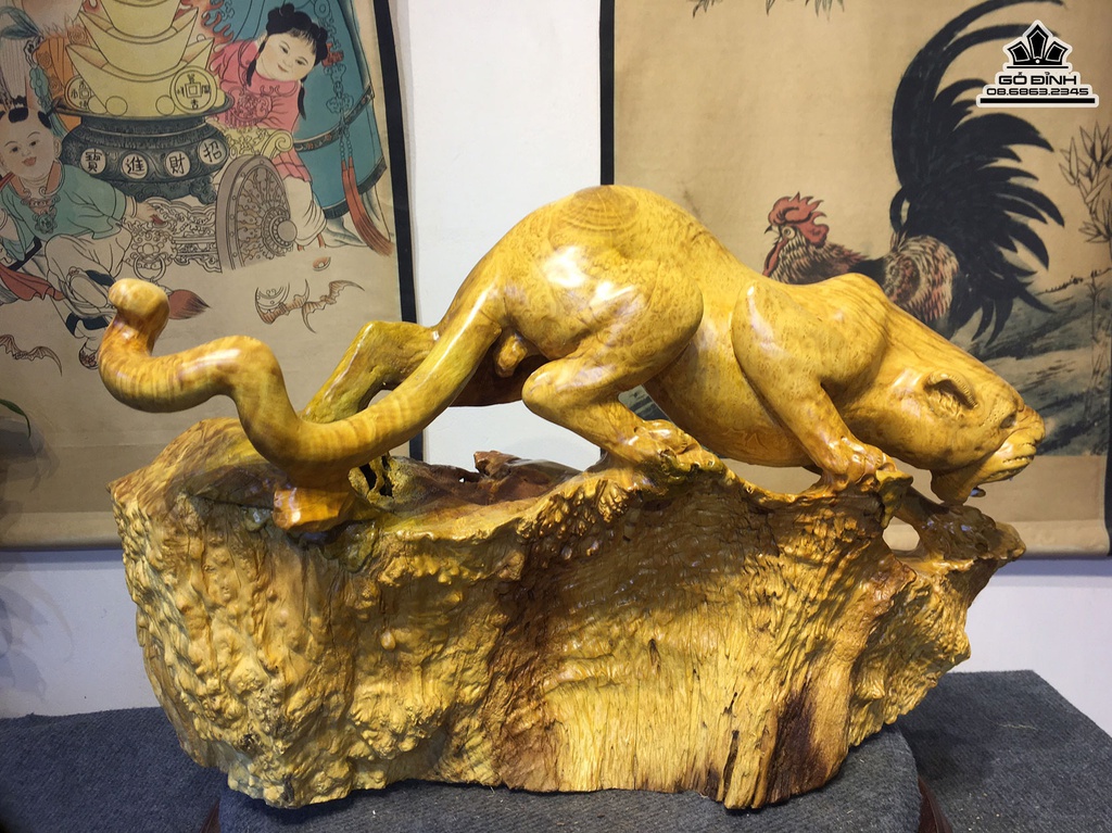 Tượng Báo Gỗ Nu Kháo Cao 38 Ngang 63 Sâu 29 (cm) 0