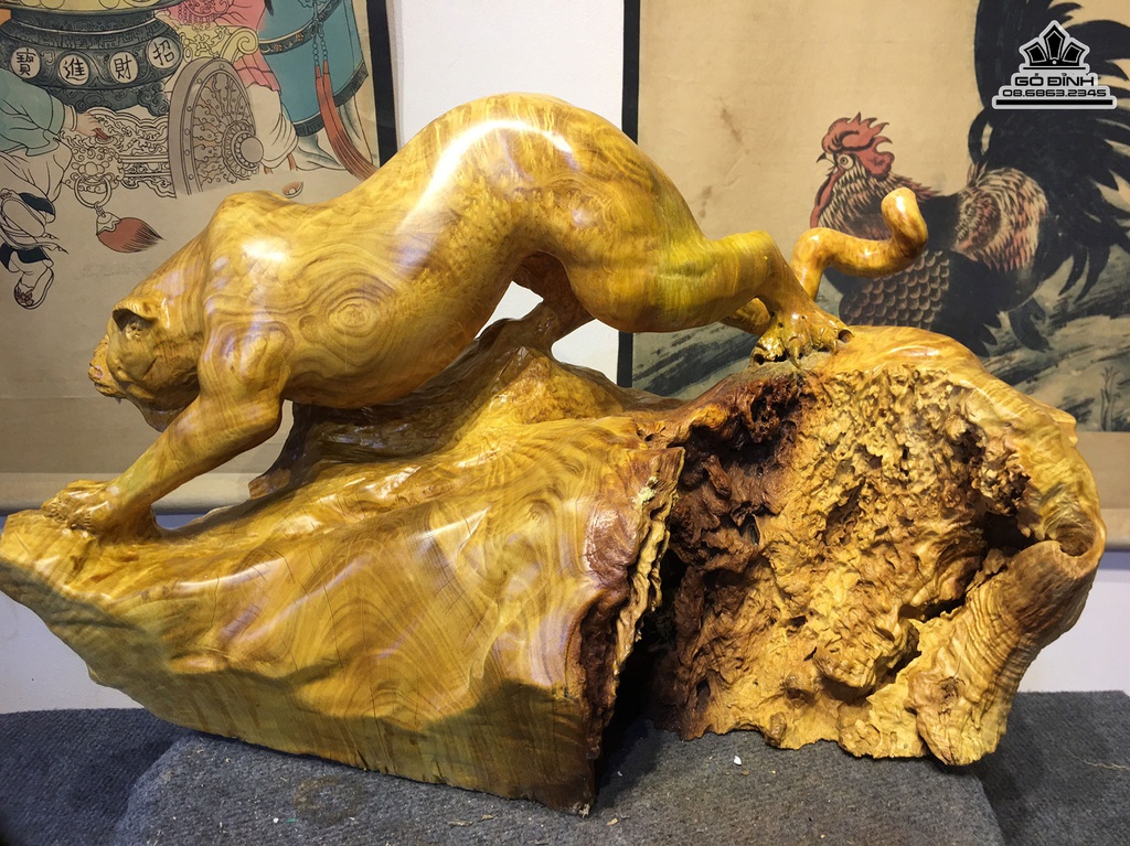 Tượng Báo Gỗ Nu Kháo Cao 38 Ngang 63 Sâu 29 (cm)