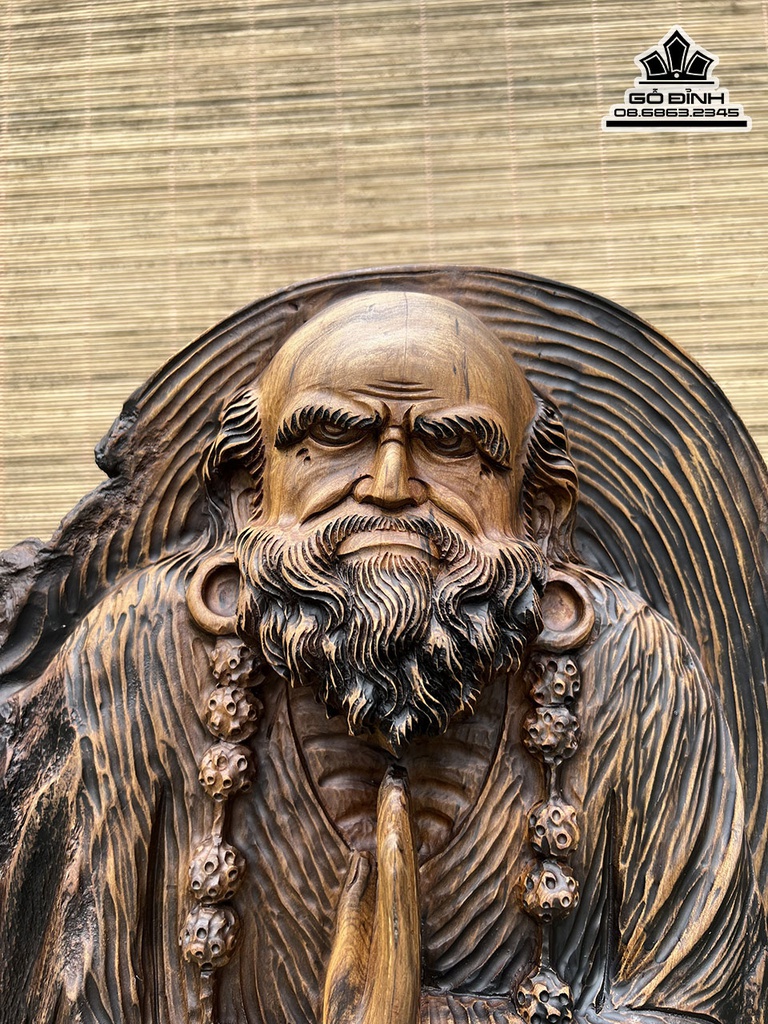 Tượng Đạt Ma Gỗ Bách Xanh Cao 65 Ngang 33 Dày 11 (cm) 0