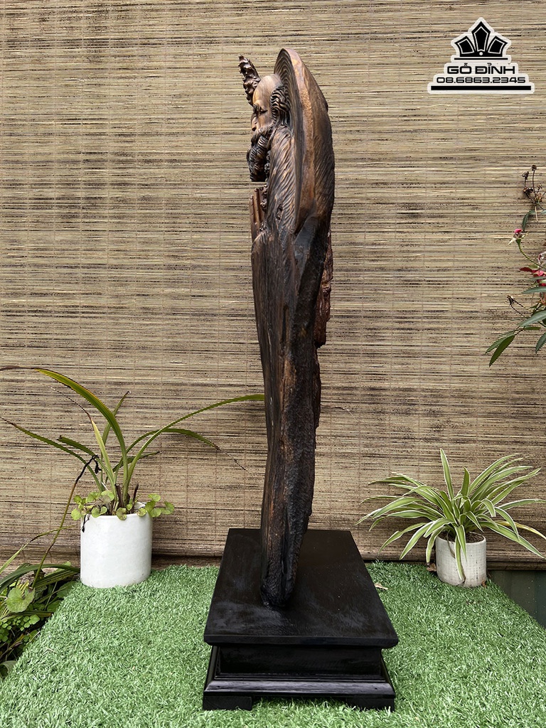 Tượng Đạt Ma Gỗ Bách Xanh Cao 65 Ngang 33 Dày 11 (cm) 1