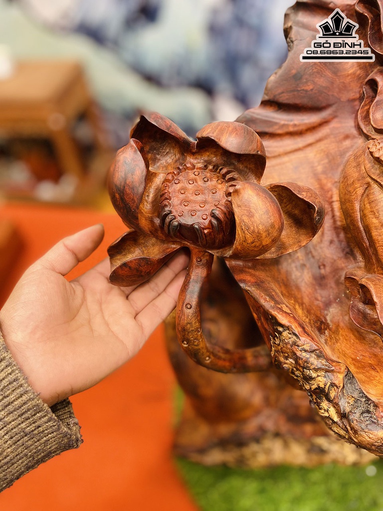 Tượng Di Lặc Nhị Phúc Gỗ Nu Hương Cao 71 Ngang 90 Sâu 32 (cm) 0