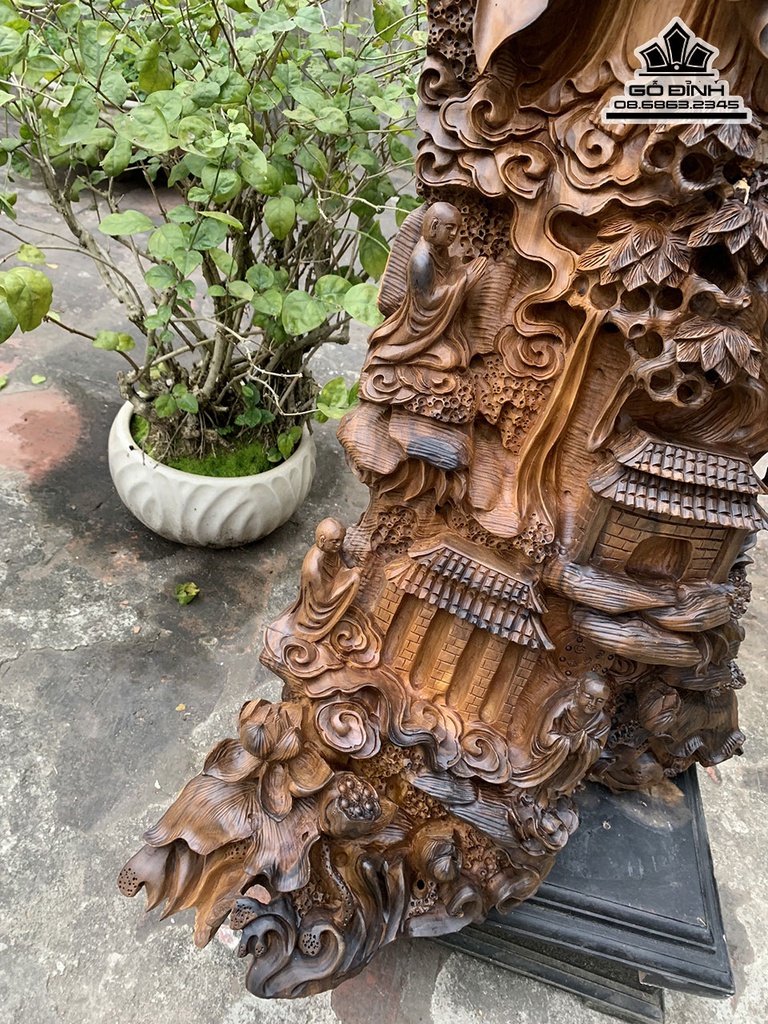 Tượng Nhất Tâm Bái Phật Gỗ Bách Xanh Cao 119 Ngang 40 Sâu 36 (cm) 4