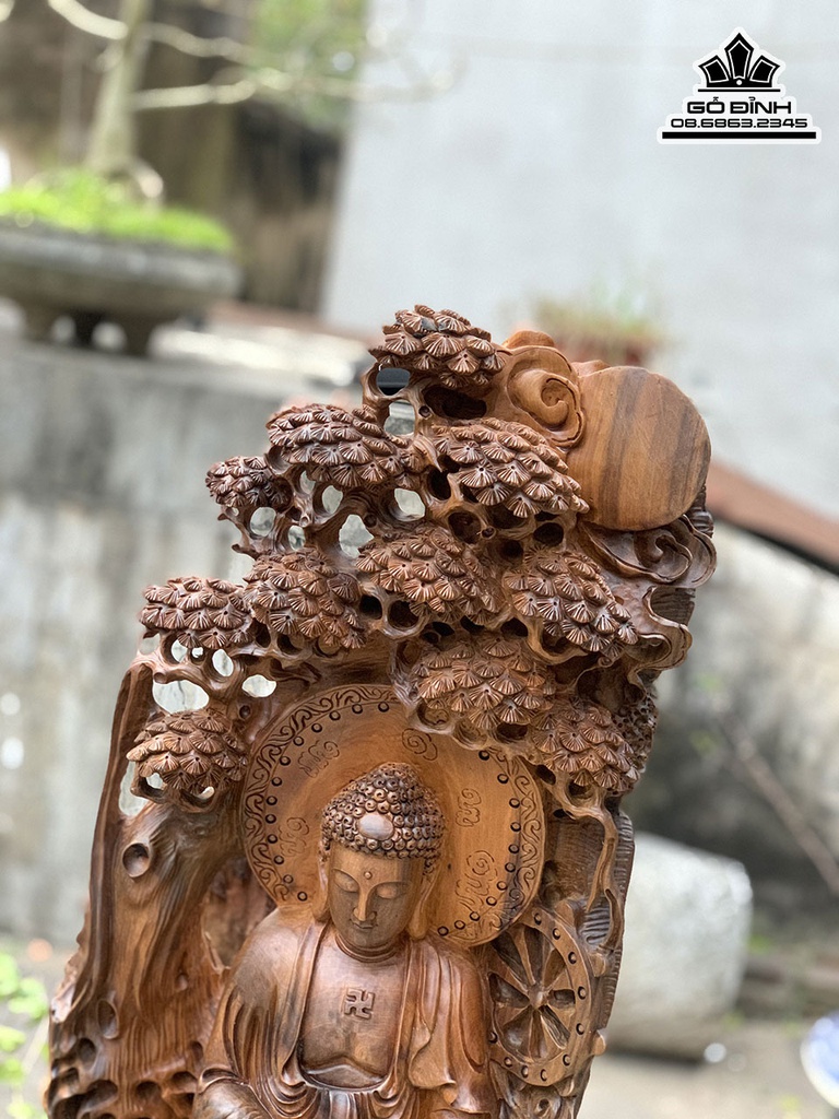 Tượng Nhất Tâm Bái Phật Gỗ Bách Xanh Cao 119 Ngang 40 Sâu 36 (cm)