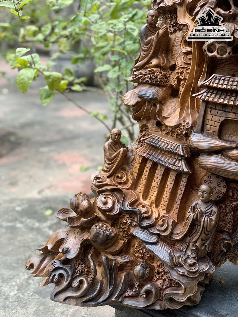 Tượng Nhất Tâm Bái Phật Gỗ Bách Xanh Cao 119 Ngang 40 Sâu 36 (cm) 8