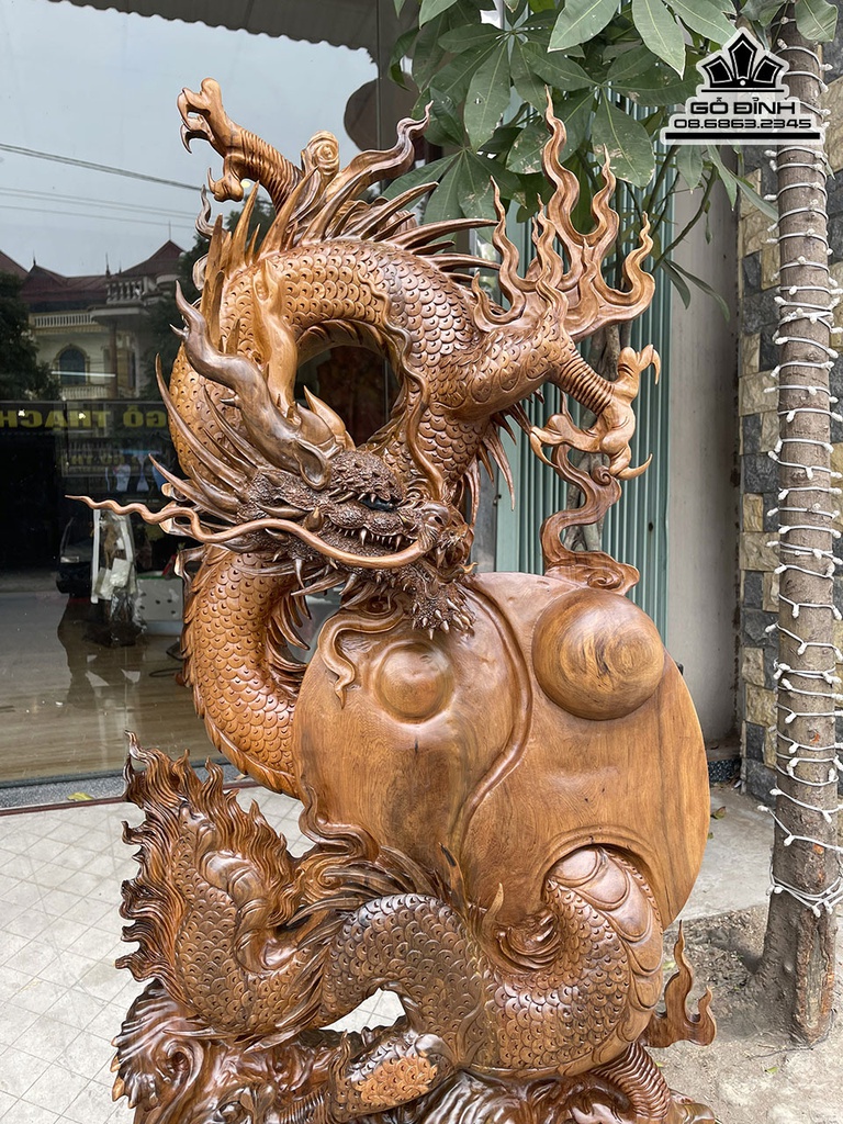 Tượng Rồng (Nhất Long) Gỗ Bách Xanh Cao Cả Kỷ 128 Ngang  56 Sâu 16 (cm) 2