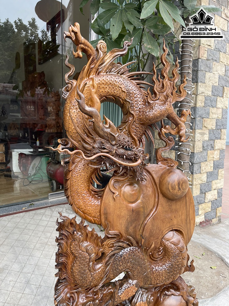 Tượng Rồng (Nhất Long) Gỗ Bách Xanh Cao Cả Kỷ 128 Ngang  56 Sâu 16 (cm) 3