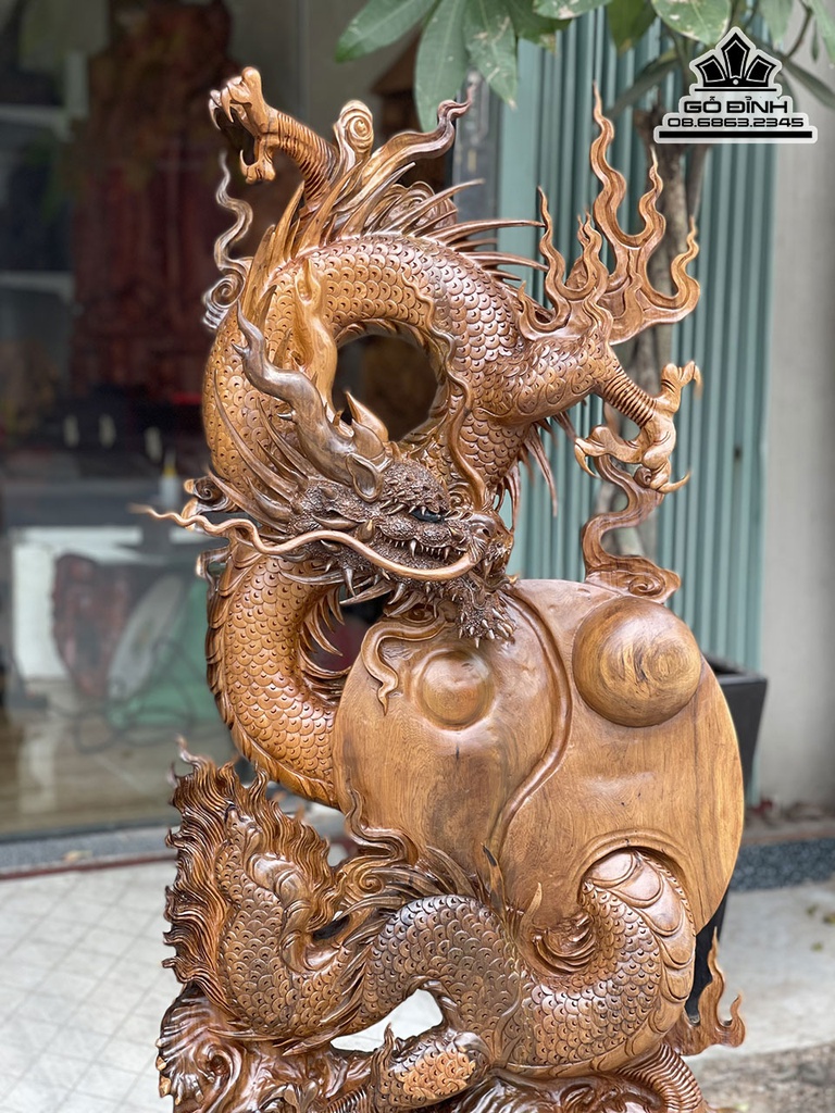 Tượng Rồng (Nhất Long) Gỗ Bách Xanh Cao Cả Kỷ 128 Ngang  56 Sâu 16 (cm)