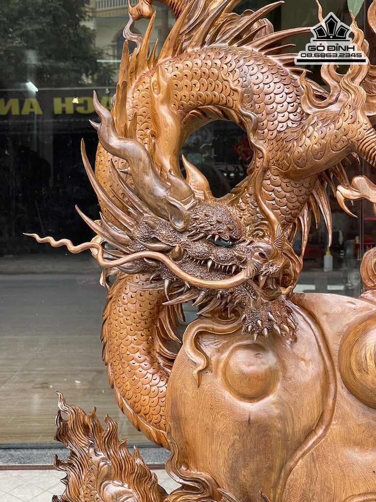 Tượng Rồng (Nhất Long) Gỗ Bách Xanh Cao Cả Kỷ 128 Ngang  56 Sâu 16 (cm) 6