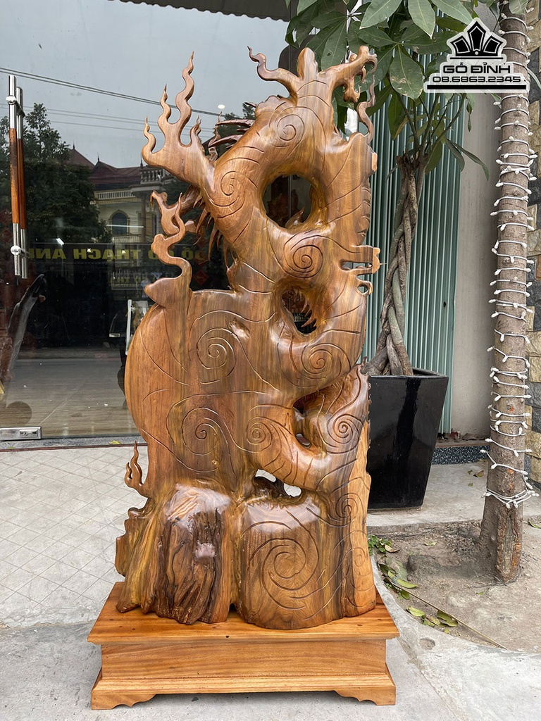 Tượng Rồng (Nhất Long) Gỗ Bách Xanh Cao Cả Kỷ 128 Ngang  56 Sâu 16 (cm) 7