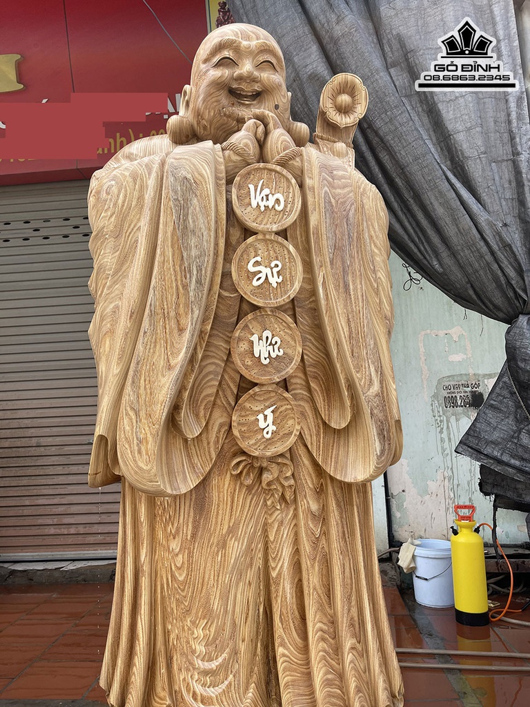 Tượng Phật Di Lặc Chúc Phúc Gỗ Cẩm Vàng Cao 220 Đường Kính 75 (cm) 1