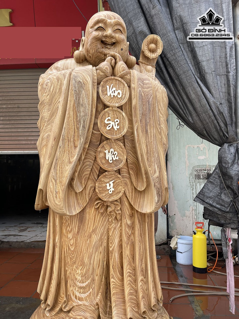 Tượng Phật Di Lặc Chúc Phúc Gỗ Cẩm Vàng Cao 220 Đường Kính 75 (cm) 2