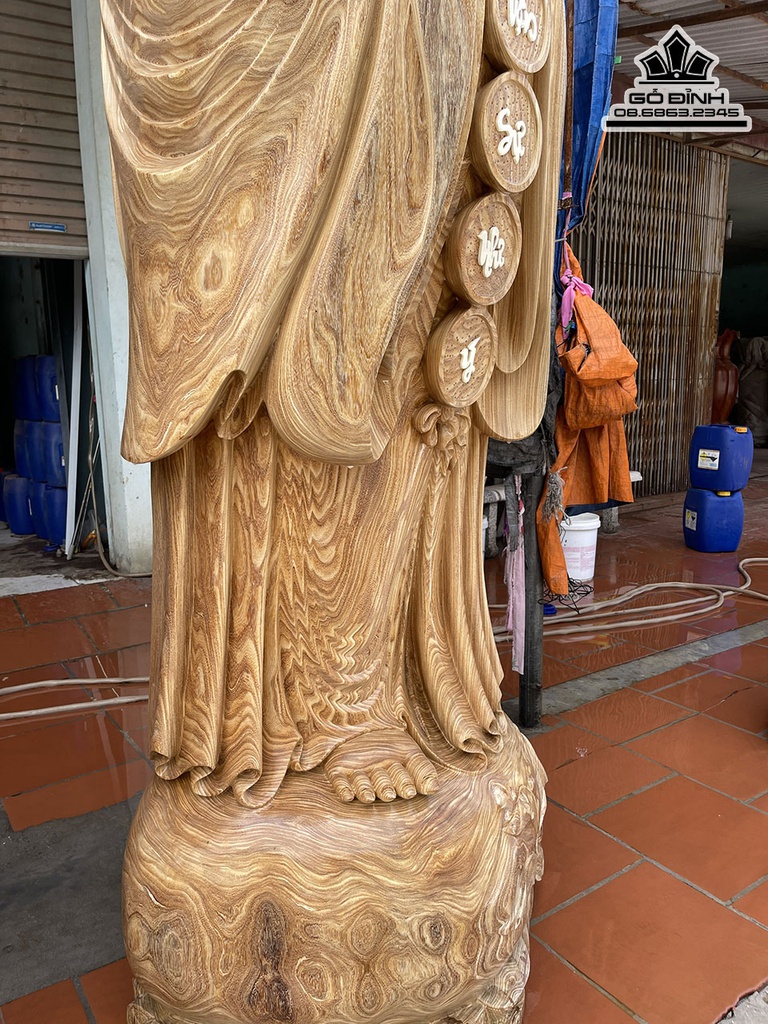 Tượng Phật Di Lặc Chúc Phúc Gỗ Cẩm Vàng Cao 220 Đường Kính 75 (cm) 3