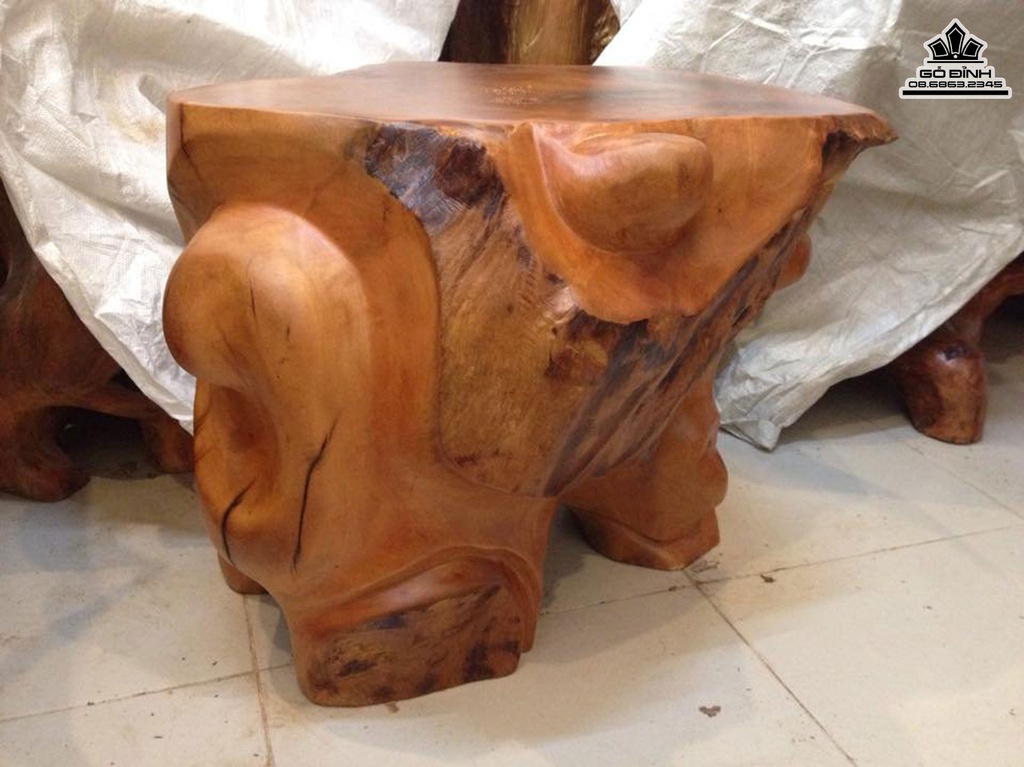 Đôn Gỗ Nguyên Khối Gỗ Gốc Sao Xanh Cao 44 Mặt  51-50 (cm) DS172 0