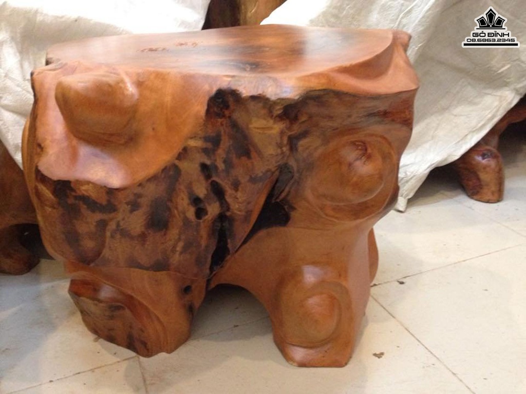 Đôn Gỗ Nguyên Khối Gỗ Gốc Sao Xanh Cao 44 Mặt  51-50 (cm) DS172 2