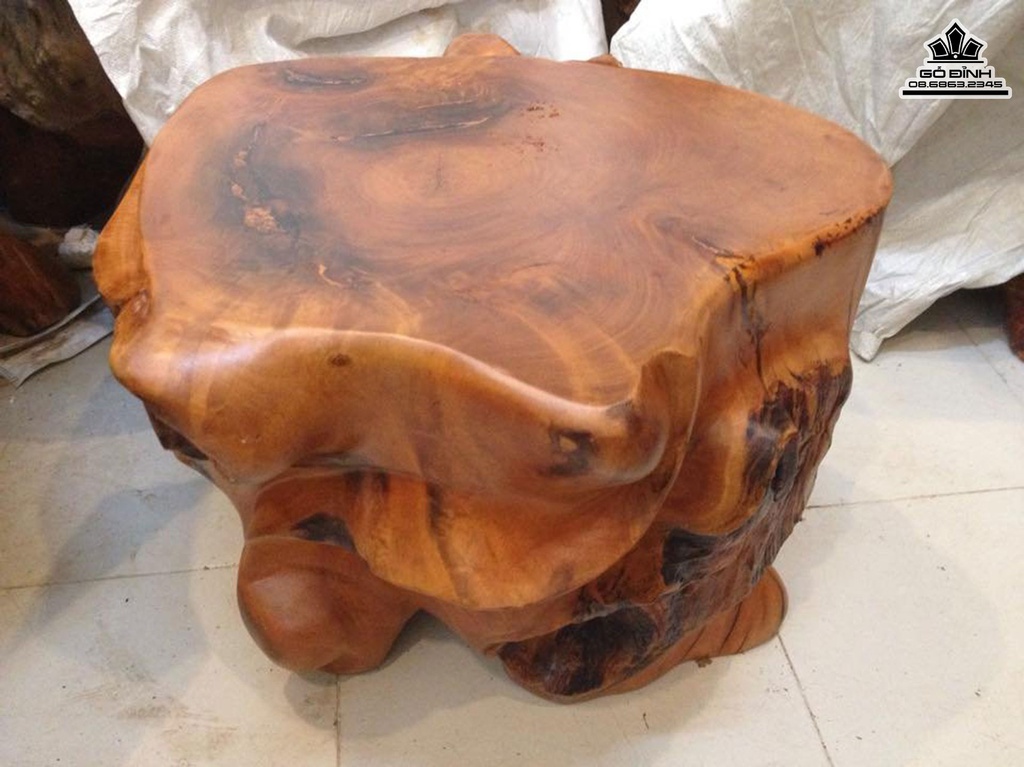Đôn Gỗ Nguyên Khối Gỗ Gốc Sao Xanh Cao 44 Mặt  51-50 (cm) DS172 5